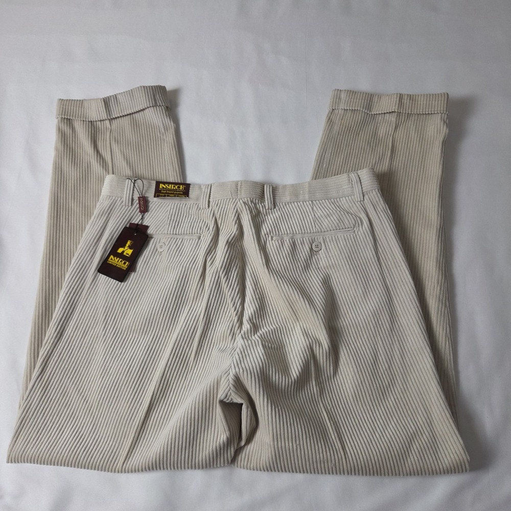 Inserch Cream Corduroy Pants Flat Front Cuff 38 X 32 Preppy Old Money Professor - Picture 6 of 6